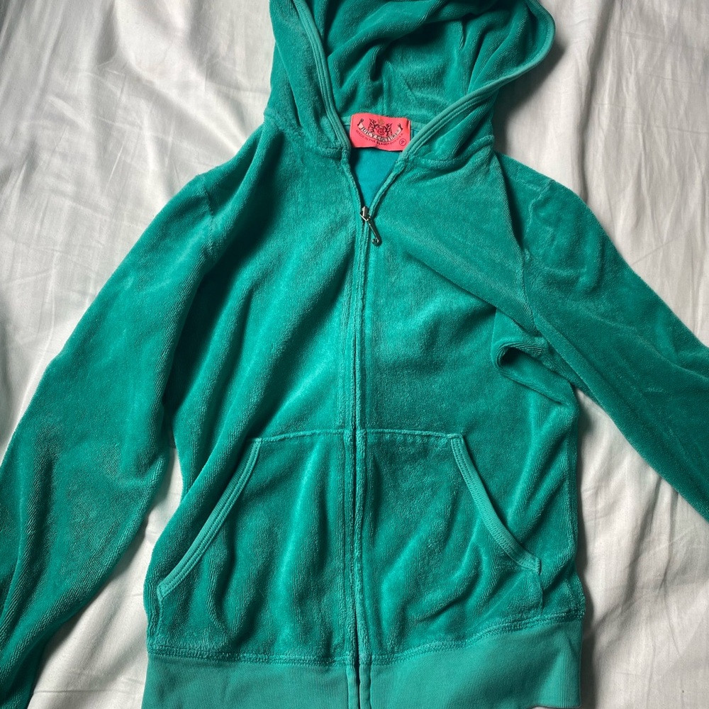 Juicy Couture Green Zip-Up Hoodie Sweatshirt